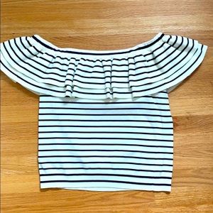 JCrew Ruffled Off the Shoulder Sweater